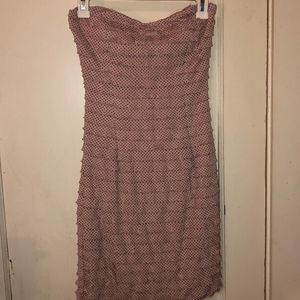 pink Polkadot mini body con strapless dress sz M